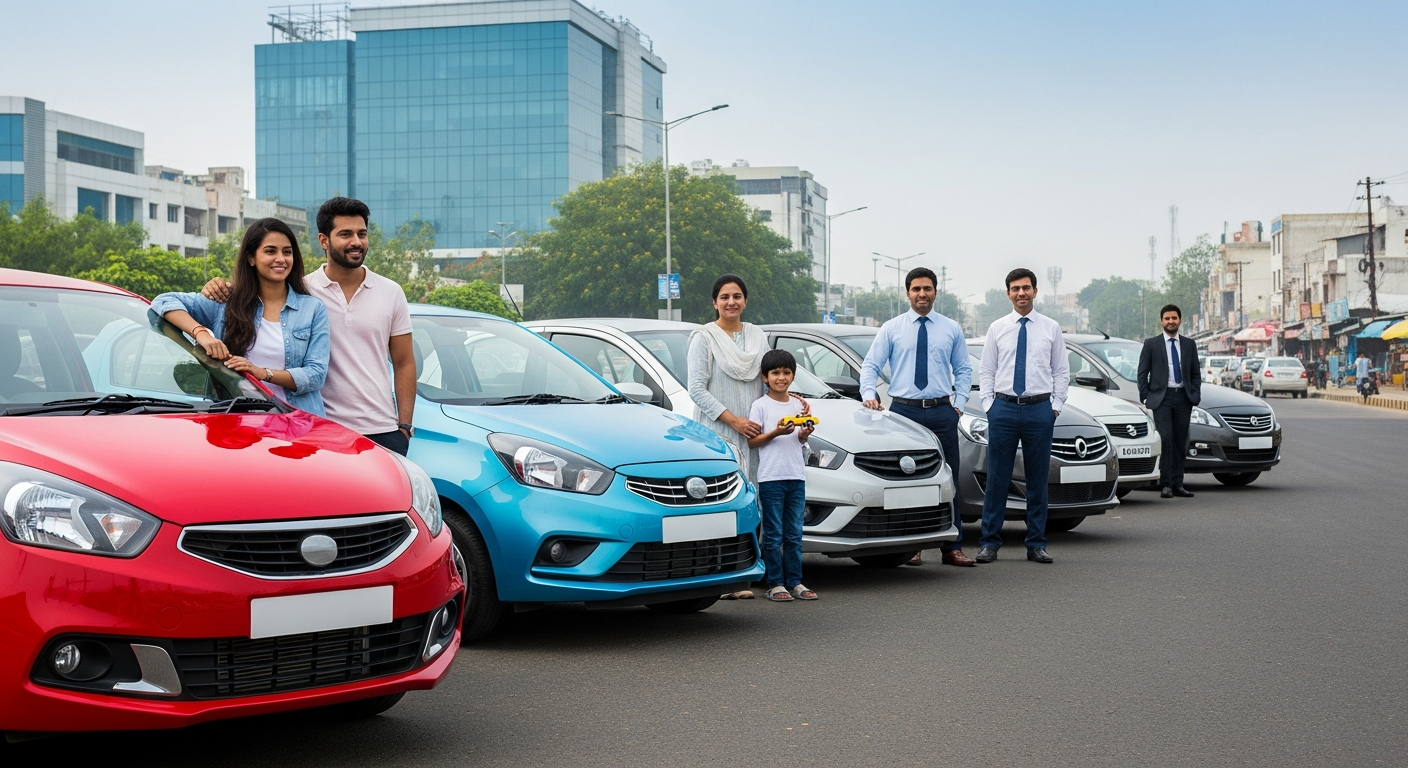 "Modern hatchback interior featuring a touchscreen infotainment system, highlighting comfort and technology."